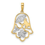 Kép betöltése a galériamegjelenítőbe: 14K Yellow Gold and Rhodium Hamsa Chamseh Pendant Charm