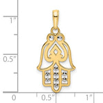 Ladda upp bild till gallerivisning, 14K Yellow Gold and Rhodium Hamsa Chamseh Spade Symbol Pendant Charm