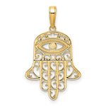Ladda upp bild till gallerivisning, 14K Yellow Gold and Rhodium Hamsa Chamseh Pendant Charm