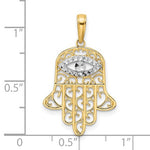 Ladda upp bild till gallerivisning, 14K Yellow Gold and Rhodium Hamsa Chamseh Pendant Charm