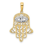 Ladda upp bild till gallerivisning, 14K Yellow Gold and Rhodium Hamsa Chamseh Pendant Charm