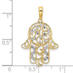 Kép betöltése a galériamegjelenítőbe: 14K Yellow Gold and Rhodium Hamsa Chamseh Pendant Charm