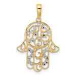Kép betöltése a galériamegjelenítőbe: 14K Yellow Gold and Rhodium Hamsa Chamseh Pendant Charm