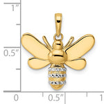 Carica l'immagine nel visualizzatore di Gallery, 14k Yellow Gold and Rhodium Two Tone Bee Bumblebee Diamond Cut Pendant Charm
