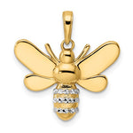 Carica l'immagine nel visualizzatore di Gallery, 14k Yellow Gold and Rhodium Two Tone Bee Bumblebee Diamond Cut Pendant Charm