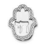 Załaduj obraz do przeglądarki galerii, 14k White Gold 1/10 ct Genuine Diamond Hamsa Chamseh Chai Chain Slide Pendant Charm