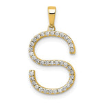 將圖片載入圖庫檢視器 14K Yellow White Gold Diamond Initial Letter S Uppercase Block Alphabet Pendant Charm