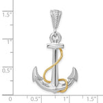 Carica l'immagine nel visualizzatore di Gallery, Sterling Silver and 14k Yellow Gold Anchor Large 3D Pendant Charm