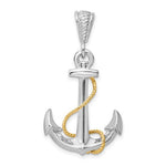 Carica l'immagine nel visualizzatore di Gallery, Sterling Silver and 14k Yellow Gold Anchor Large 3D Pendant Charm
