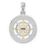 Load image into Gallery viewer, Sterling Silver and 14k Yellow Gold Nautical Compass Medallion Pendant Charm