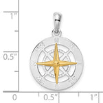Load image into Gallery viewer, Sterling Silver and 14k Yellow Gold Nautical Compass Medallion Pendant Charm