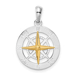 Load image into Gallery viewer, Sterling Silver and 14k Yellow Gold Nautical Compass Medallion Pendant Charm
