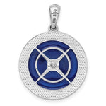 Lade das Bild in den Galerie-Viewer, Sterling Silver and 14k Yellow Gold with Enamel Nautical Compass Medallion Pendant Charm