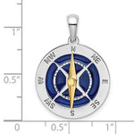 Lade das Bild in den Galerie-Viewer, Sterling Silver and 14k Yellow Gold with Enamel Nautical Compass Medallion Pendant Charm