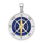Lade das Bild in den Galerie-Viewer, Sterling Silver and 14k Yellow Gold with Enamel Nautical Compass Medallion Pendant Charm