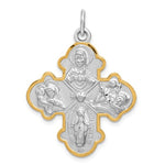 Загрузить изображение в средство просмотра галереи, Sterling Silver Rhodium Plated Vermeil Cruciform Cross Four Way Medal Pendant Charm