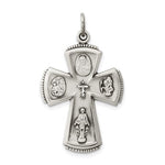 Load image into Gallery viewer, Sterling Silver Cruciform Cross Four Way Medal Antique Style Pendant Charm
