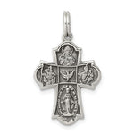 Carica l'immagine nel visualizzatore di Gallery, Sterling Silver Cruciform Cross Four Way Miraculous Medal Antique Style Pendant Charm