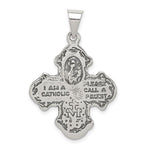 Cargar imagen en el visor de la galería, Sterling Silver Cruciform Cross Four Way Medal Antique Style Pendant Charm