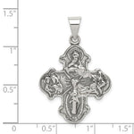 Cargar imagen en el visor de la galería, Sterling Silver Cruciform Cross Four Way Medal Antique Style Pendant Charm