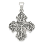 Cargar imagen en el visor de la galería, Sterling Silver Cruciform Cross Four Way Medal Antique Style Pendant Charm