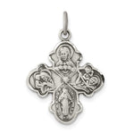 Carica l'immagine nel visualizzatore di Gallery, Sterling Silver Cruciform Cross Four Way Miraculous Medal Antique Style Pendant Charm