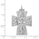 Indlæs billede til gallerivisning Sterling Silver Rhodium Plated Cruciform Cross Four Way Medal Pendant Charm