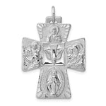 Indlæs billede til gallerivisning Sterling Silver Rhodium Plated Cruciform Cross Four Way Medal Pendant Charm