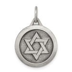 Lataa kuva Galleria-katseluun, Sterling Silver Star of David Round Medallion Antique Finish Pendant Charm