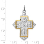 Załaduj obraz do przeglądarki galerii, Sterling Silver Rhodium Gold Plated Cruciform Cross Four Way Medal Pendant Charm