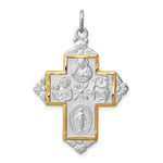 Załaduj obraz do przeglądarki galerii, Sterling Silver Rhodium Gold Plated Cruciform Cross Four Way Medal Pendant Charm