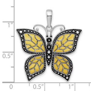 Sterling Silver Enamel Yellow Butterfly Pendant Charm