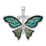 Load image into Gallery viewer, Sterling Silver Enamel Aqua Blue Green Butterfly Pendant Charm