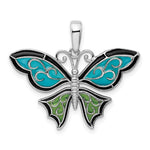 Load image into Gallery viewer, Sterling Silver Enamel Aqua Blue Green Butterfly Pendant Charm
