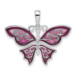 Carregar imagem no visualizador da galeria, Sterling Silver Enamel Purple Pink Butterfly Pendant Charm