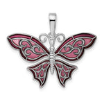Carregar imagem no visualizador da galeria, Sterling Silver Enamel Purple Pink Butterfly Pendant Charm
