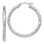 Charger l'image dans la galerie, Sterling Silver Textured Round Hoop Earrings 35mm x 3mm
