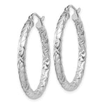 Charger l'image dans la galerie, Sterling Silver Textured Round Hoop Earrings 30mm x 3mm