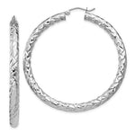 Charger l'image dans la galerie, Sterling Silver Textured Round Hoop Earrings 50mm x 4mm