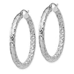 將圖片載入圖庫檢視器 Sterling Silver Textured Round Hoop Earrings 40mm x 4mm