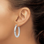 Charger l'image dans la galerie, Sterling Silver Textured Round Hoop Earrings 30mm x 4mm