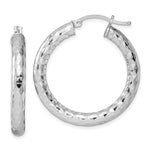 Charger l'image dans la galerie, Sterling Silver Textured Round Hoop Earrings 30mm x 4mm