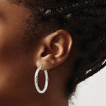 画像をギャラリービューアに読み込む, Sterling Silver Diamond Cut Classic Round Hoop Earrings 30mm x 3mm