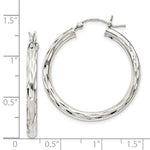 画像をギャラリービューアに読み込む, Sterling Silver Diamond Cut Classic Round Hoop Earrings 30mm x 3mm