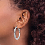 Kép betöltése a galériamegjelenítőbe: Sterling Silver Diamond Cut Classic Round Hoop Earrings 35mm x 4mm
