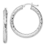 Kép betöltése a galériamegjelenítőbe: Sterling Silver Diamond Cut Classic Round Hoop Earrings 35mm x 4mm