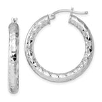 画像をギャラリービューアに読み込む, Sterling Silver Diamond Cut Classic Round Hoop Earrings 30mm x 4mm