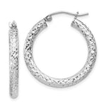 Kép betöltése a galériamegjelenítőbe: Sterling Silver Diamond Cut Classic Round Hoop Earrings 25mm x 3mm