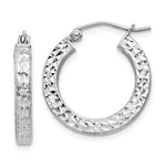 画像をギャラリービューアに読み込む, Sterling Silver Diamond Cut Square Tube Round Hoop Earrings 20mm x 3mm