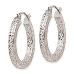 Charger l'image dans la galerie, Sterling Silver Diamond Cut Square Tube Round Hoop Earrings 25mm x 3mm
